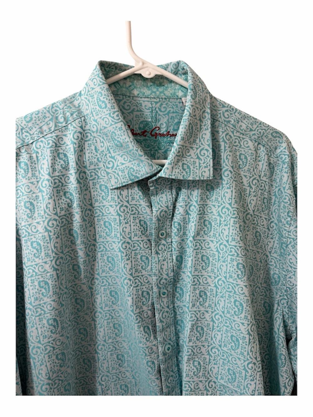 Robert Graham Turquoise/White Embroidered 3XL knowledgeable wisdom truth